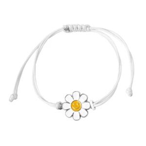 Charming White Bracelet with Smiley Daisy Charm